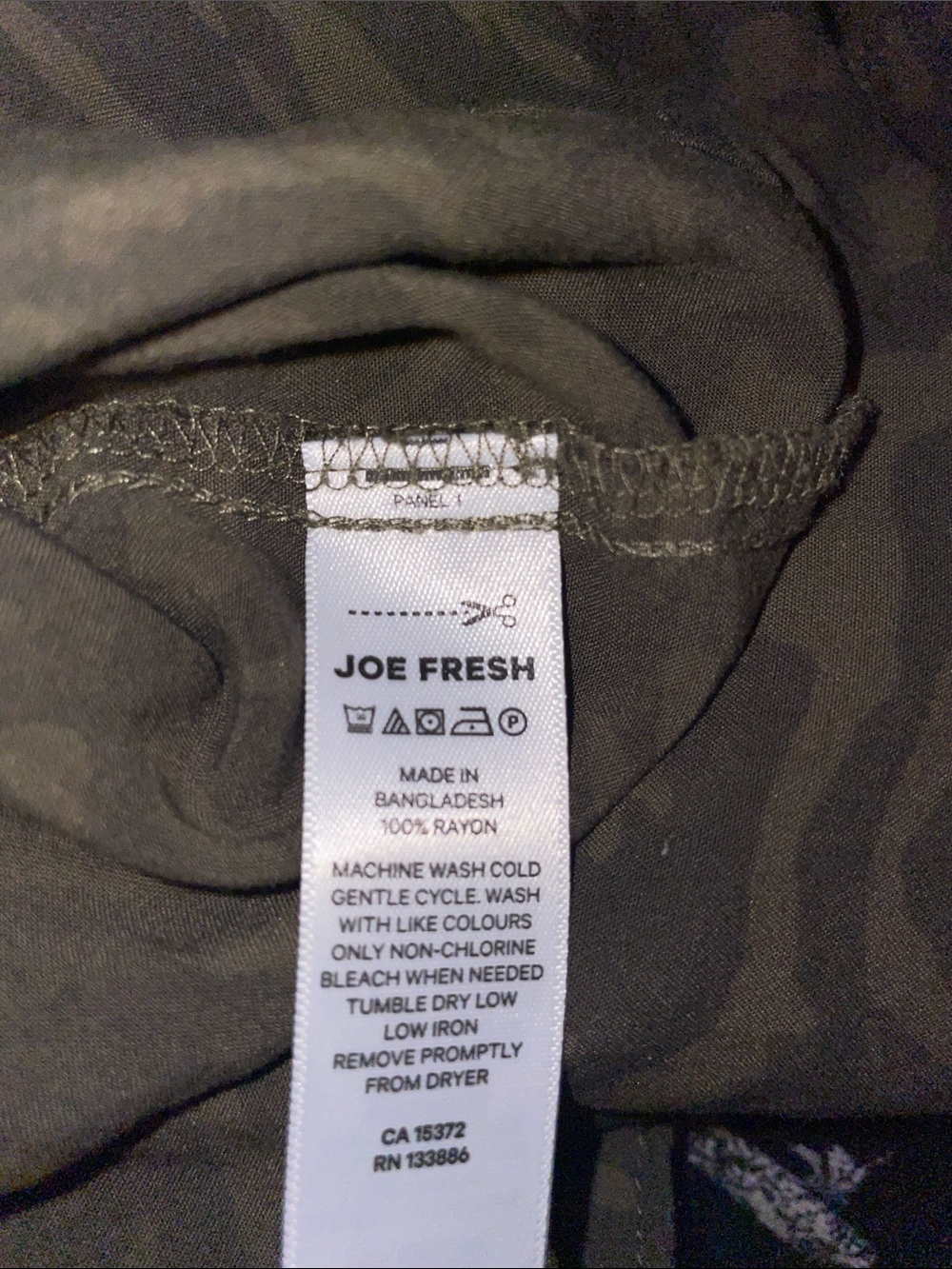 Joe Fresh Olive Green Zebra-Pattern Button Front Top - Picture 6 of 6